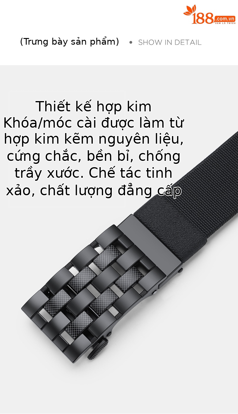 Thắt lưng nam nylon không răng khóa tự động hợp kim co giãn thoáng khí thể thao ngoài trời chi tiết 6