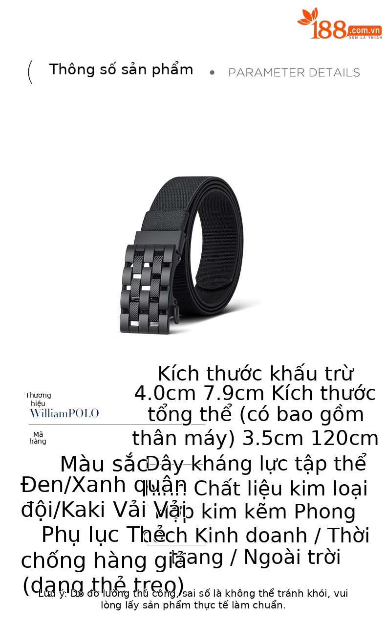 Thắt lưng nam nylon không răng khóa tự động hợp kim co giãn thoáng khí thể thao ngoài trời chi tiết 2