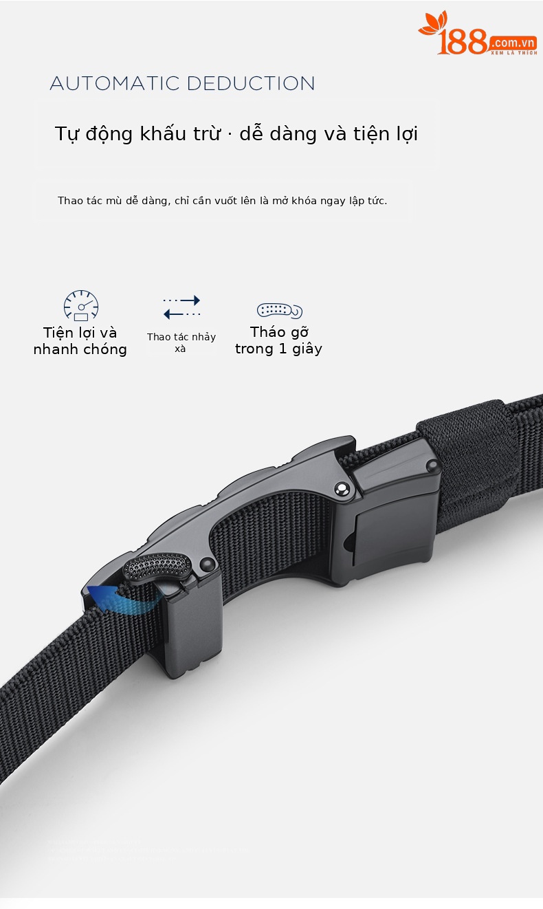 Thắt lưng nam nylon không răng khóa tự động hợp kim co giãn thoáng khí thể thao ngoài trời chi tiết 3