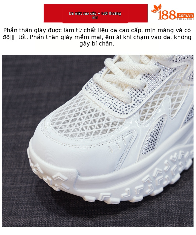 Giày thể thao trắng nữ lưới thoáng khí đế dày tăng chiều cao hè 2026 — M2903 trắng ngọc trai, M2903 bột mơ, M2903 màu bạc chi tiết 7