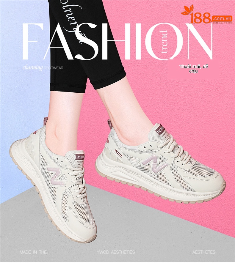 Giày sneaker nữ đế dày lưới thoáng khí mùa hè 2025 — JST 7150m Lưới đơn màu tím, Mạng đơn thẻ JST 7150m chi tiết 1