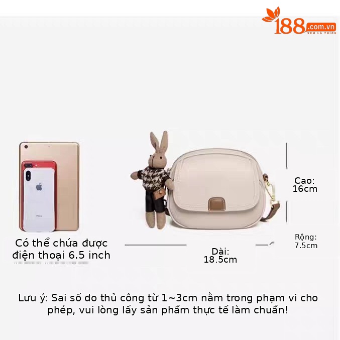 Túi đeo chéo nữ dáng tròn nhỏ gọn 2026 – 18,5×7,5×16 cm — Màu cà phê, Màu trắng nhạt và nâu