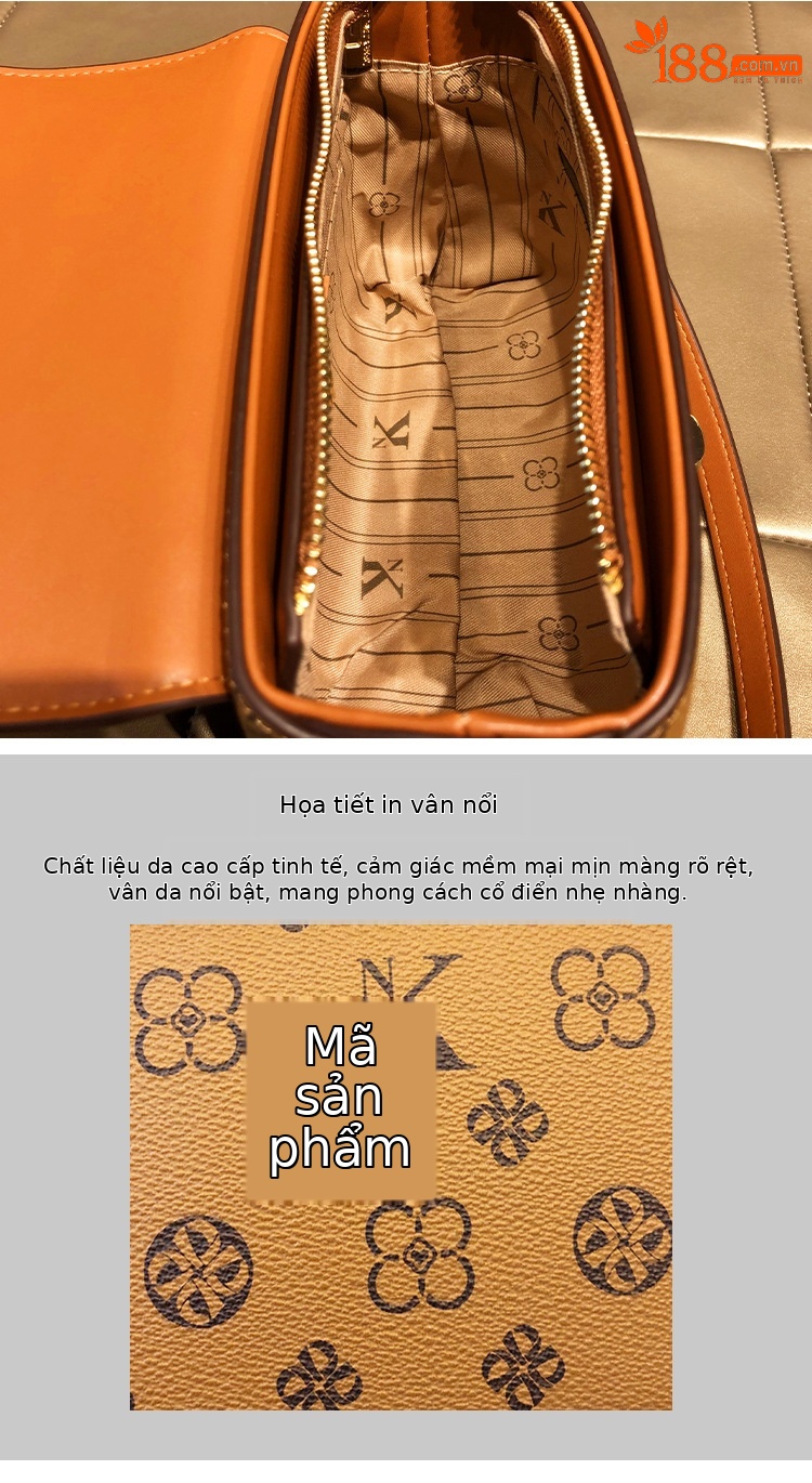 Túi xách tay da thật nữ dáng vuông nhỏ đeo chéo một vai — NK/màu ghép, NK/nâu, Ghép/đen, Giao hàng không kèm hộp quà chi tiết 5