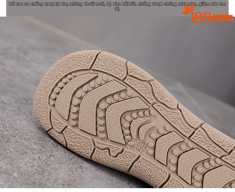 Dép sandal nữ xỏ ngón đế bệt da bò lỗ thoáng khí — Màu nâu chi tiết 7