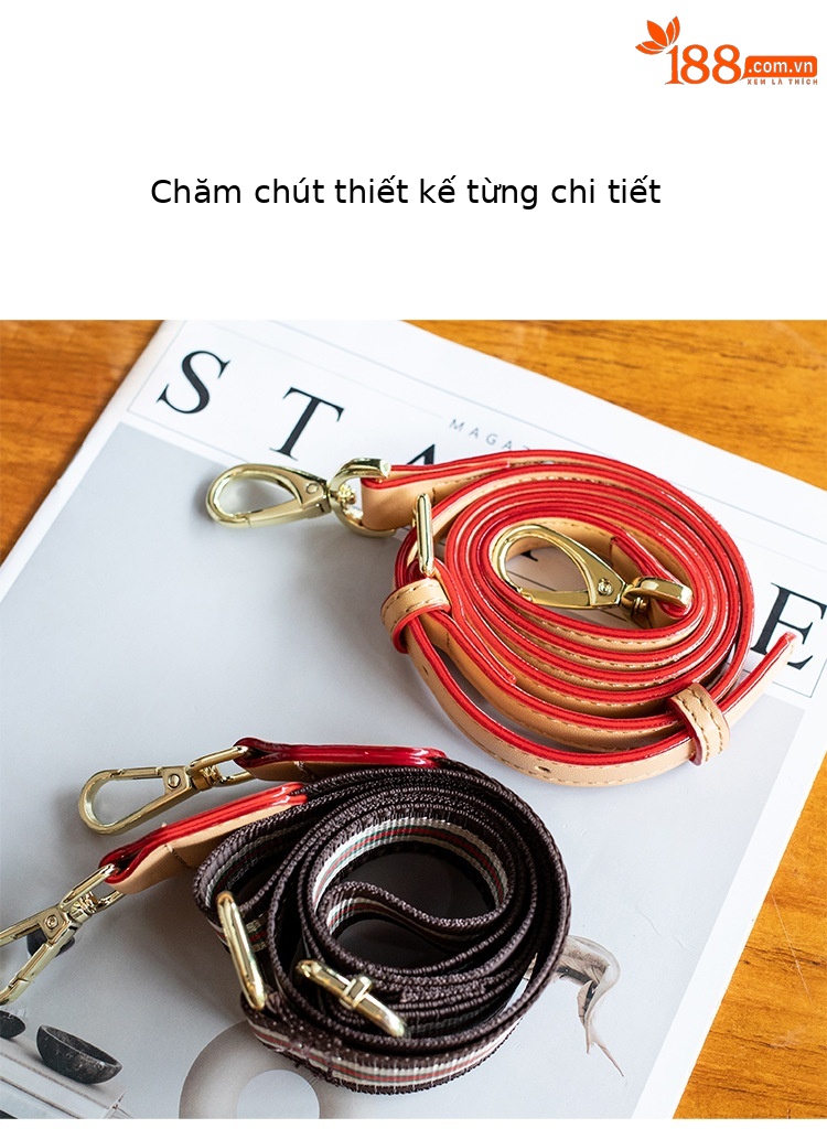 Túi đeo chéo nữ in họa tiết retro phong cách sang trọng — nâu chi tiết 4