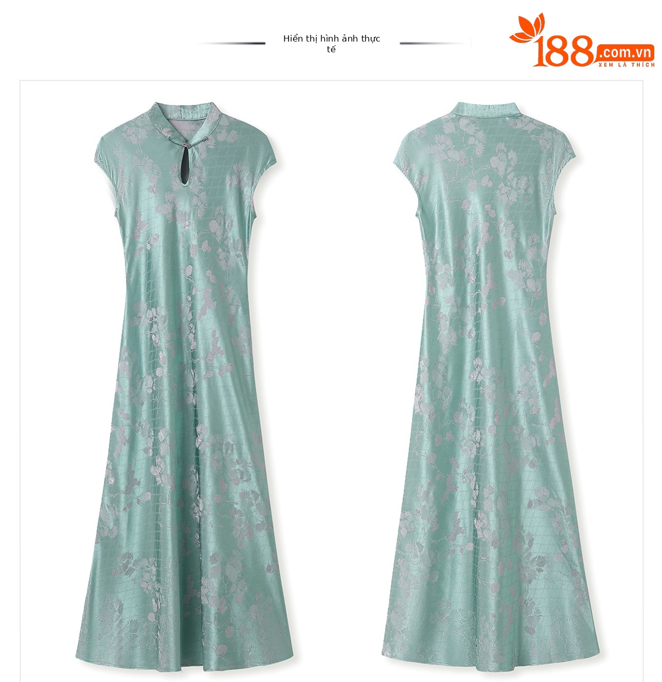 Váy sườn xám cải tiến thêu hoa không tay phong cách Trung Hoa mùa hè ZX N6054 — Màu vàng, Xanh bạc hà, Bột quế chi tiết 42