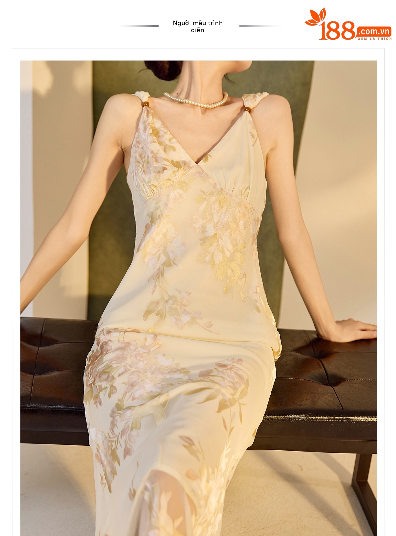 Váy bodycon ôm sát họa tiết phong cách Trung Hoa mùa hè, chất rayon mềm mại — Màu trắng be chi tiết 1
