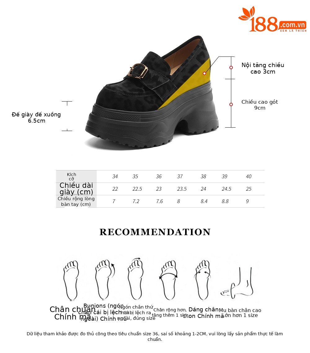 Giày loafer nữ đế xuồng họa tiết báo khóa kim loại tăng chiều cao — đen, nâu đen chi tiết 4