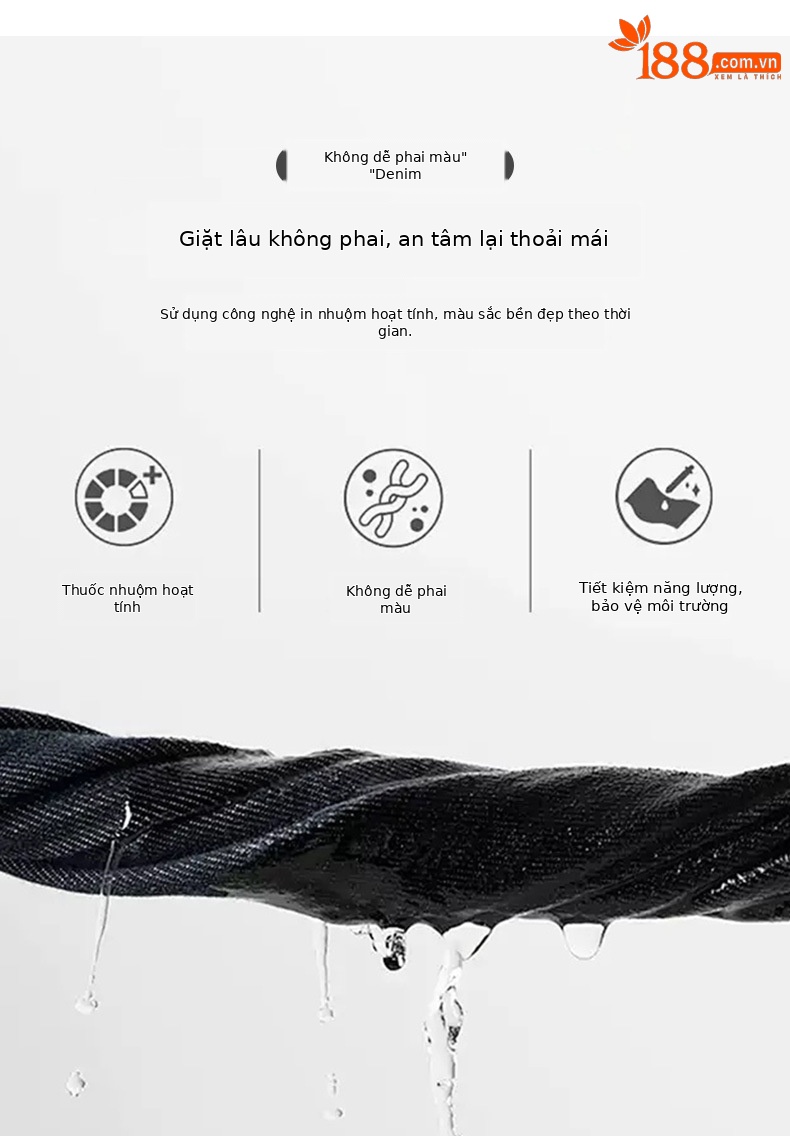 Áo khoác denim cổ điển phối màu tương phản, ve lông cừu, dáng dài trung bình — Xanh denim chi tiết 7