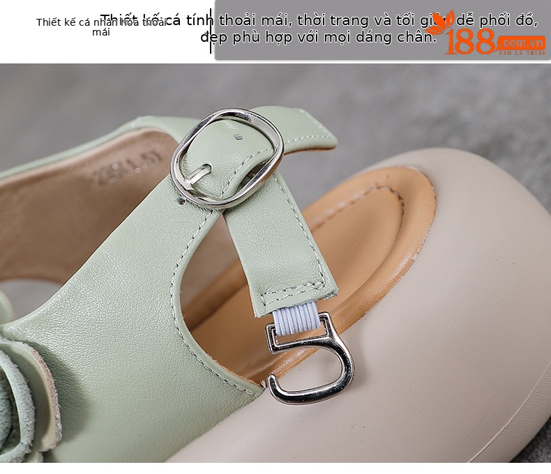 Sandal hở mũi nữ đế độn cao da bò, kiểu La Mã quai mảnh, gót thấp — Màu trắng be chi tiết 5