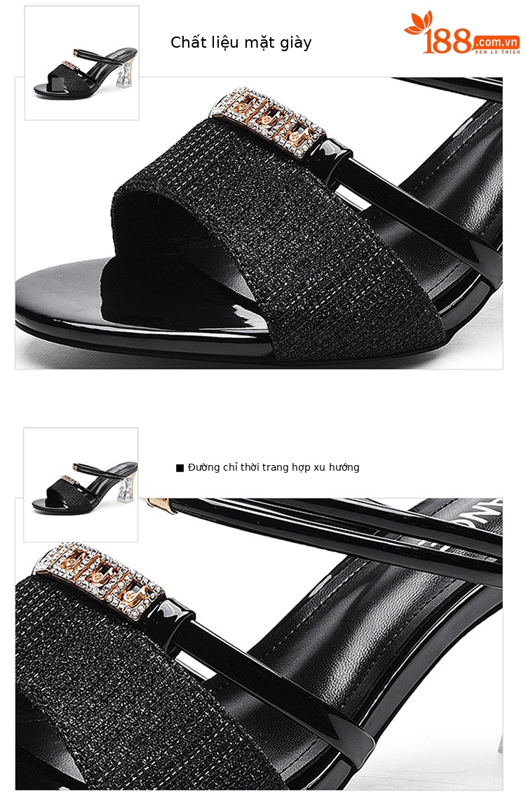 Sandal cao gót nữ hở mũi 7 cm, quai ngang mảnh, đế mềm, thiết kế 2 kiểu — L7062 [vàng] chiều cao gót 7CM, L7062 [Đen] Chiều cao gót 7CM chi tiết 16