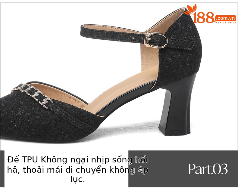 Sandal cao gót nữ da thật mũi nhọn thêu hoa quai ngang gót 6 cm — JST 7121 gót đen cao 6cm, JST 7159 gót bạc cao 4.5cm, JST 7159 Champagne Chiều cao gót 4.5cm, JST 7121m màu Chiều cao gót 6cm chi tiết 2
