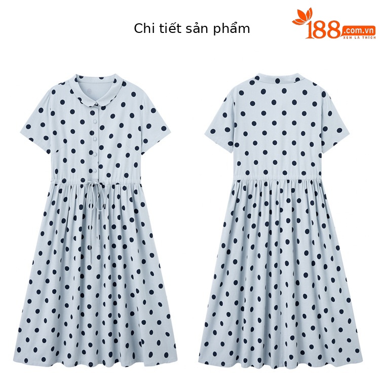 Đầm maxi nữ chấm bi in họa tiết eo thon dáng midi thời trang NI502 — màu be, màu xanh chi tiết 30