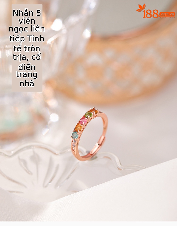 Vòng tay bạc S925 đính hạt tourmaline màu sắc, thiết kế hạt nai bạc phong thủy — Một mảnh (tourmaline màu ngẫu nhiên) chi tiết 1