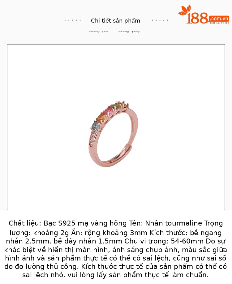 Vòng tay bạc S925 đính hạt tourmaline màu sắc, thiết kế hạt nai bạc phong thủy — Một mảnh (tourmaline màu ngẫu nhiên) chi tiết 2