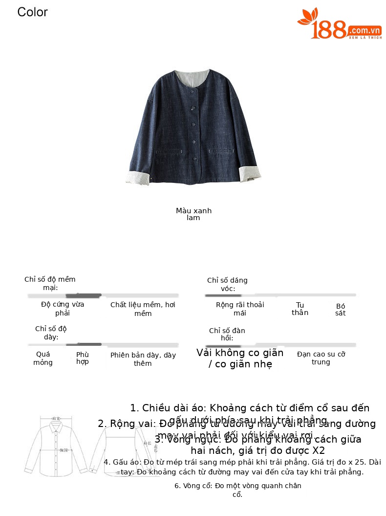 Áo khoác denim sọc hai mặt kiểu Chanel dáng rộng cho nữ — màu xanh chi tiết 5