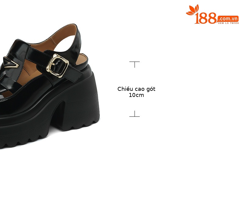 Sandal bít mũi đế độn cao 10cm phong cách La Mã dệt kim hở gót cho nữ — Màu be, Màu đen chi tiết 3