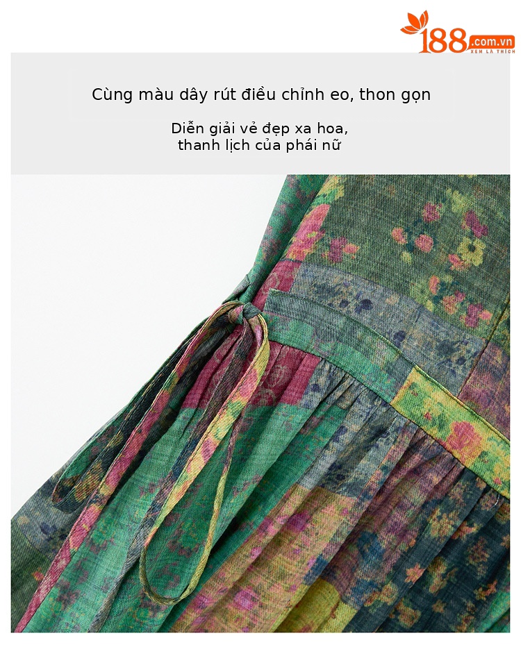 Váy ôm body dáng dài cổ chữ V in họa tiết xu hướng NI310 — Màu như hình chi tiết 5