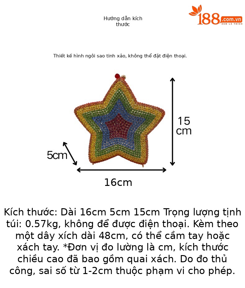 Túi clutch nữ đính kim cương ngôi sao nhỏ dự tiệc — Hồng chuyển dần, Màu cầu vồng, Tím hồng, Bạc AB chi tiết 1