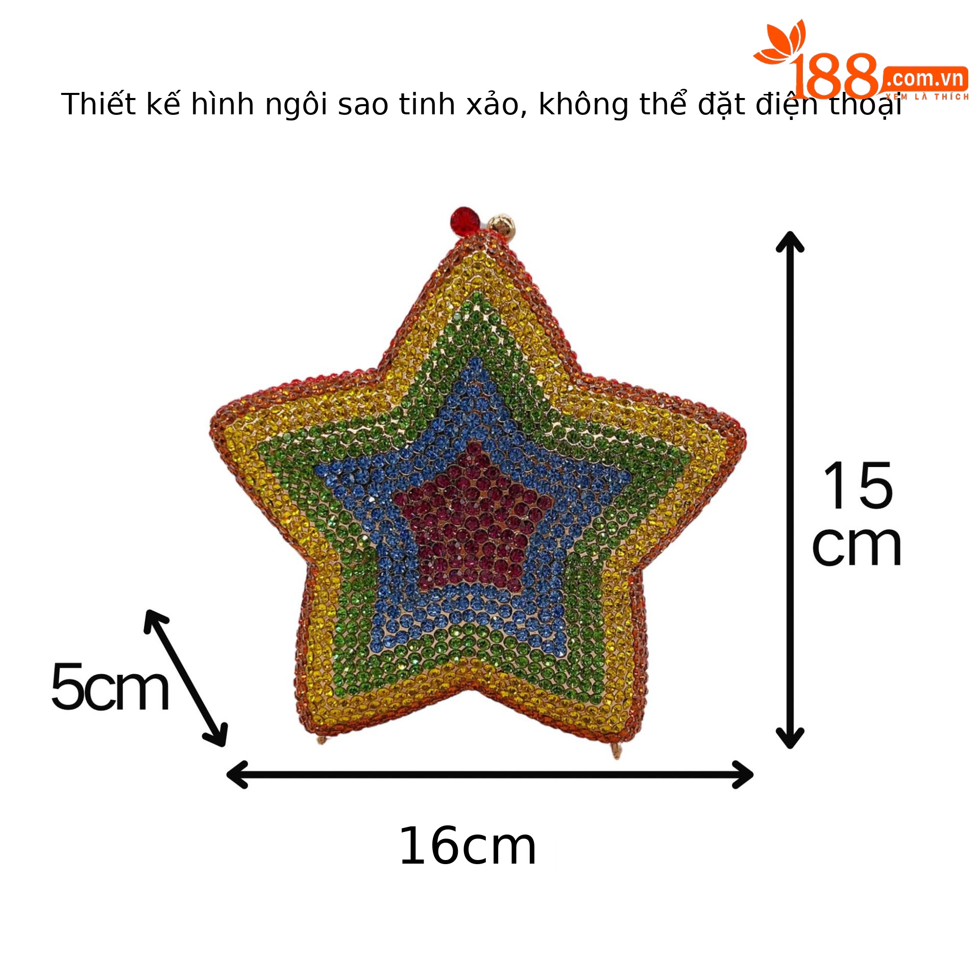 Túi clutch nữ đính kim cương ngôi sao nhỏ dự tiệc — Hồng chuyển dần, Màu cầu vồng, Tím hồng, Bạc AB chi tiết 17