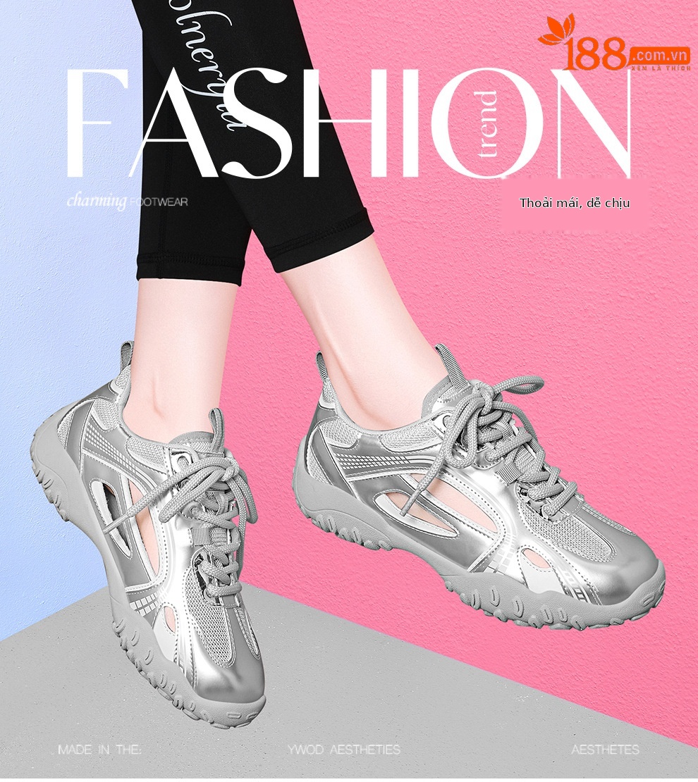 Giày sneaker nữ lưới rỗng thoáng khí mùa hè 2025 — JST 7216m màu, JST 7216 bạc chi tiết 1