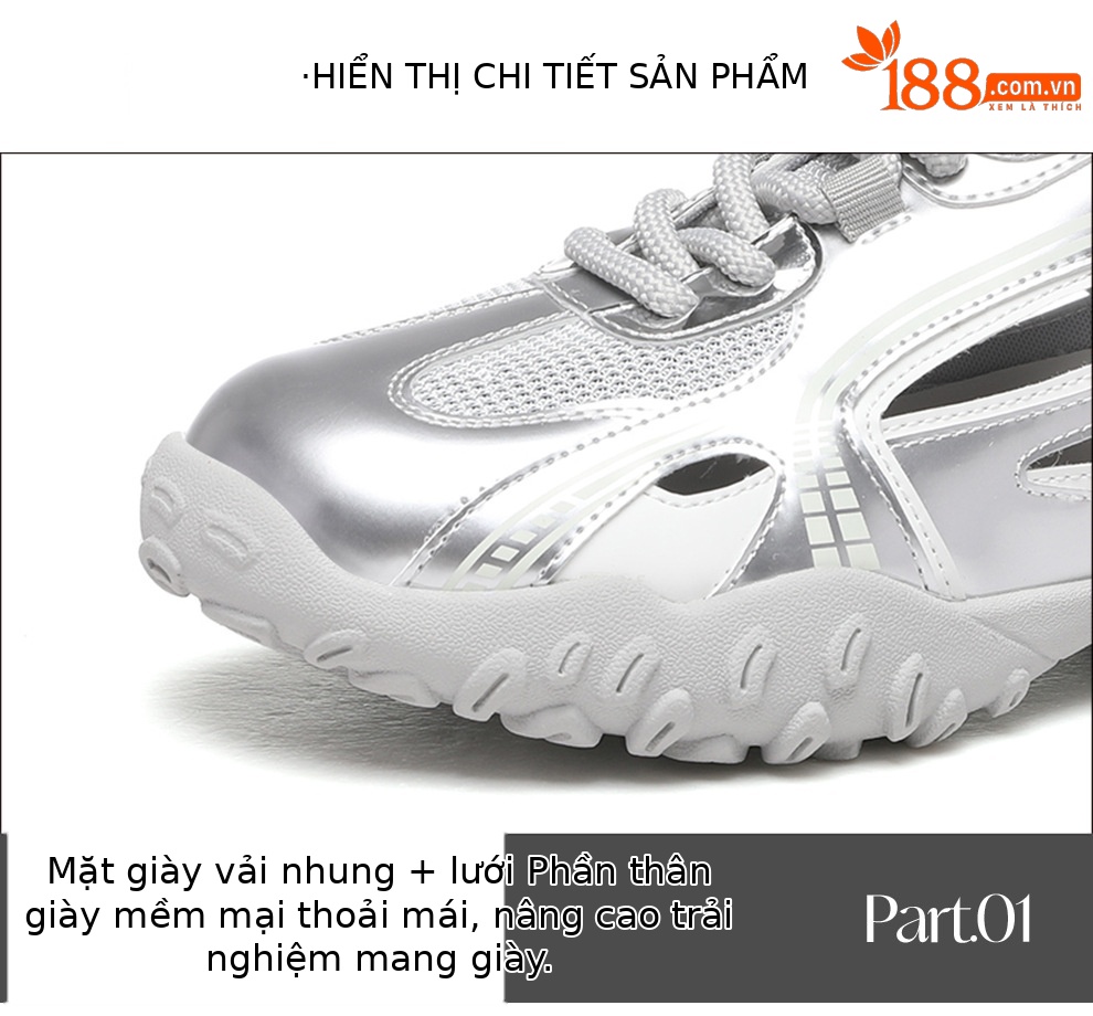 Giày sneaker nữ lưới rỗng thoáng khí mùa hè 2025 — JST 7216m màu, JST 7216 bạc chi tiết 15