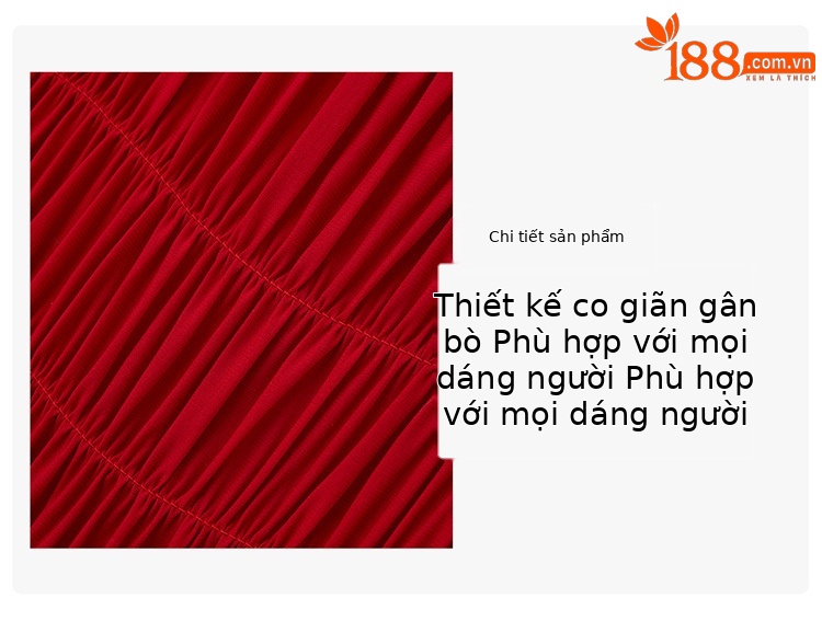 Đầm suông nữ midi che bụng eo màu trơn NI510 — Màu đen, Màu đỏ chi tiết 8