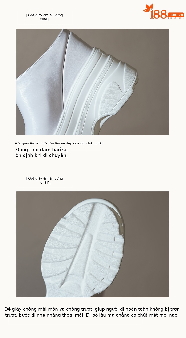 Dép sandal cao gót nữ hở mũi đế xuồng 15 cm da thật — Màu đen, Màu trắng, Màu mơ chi tiết 8