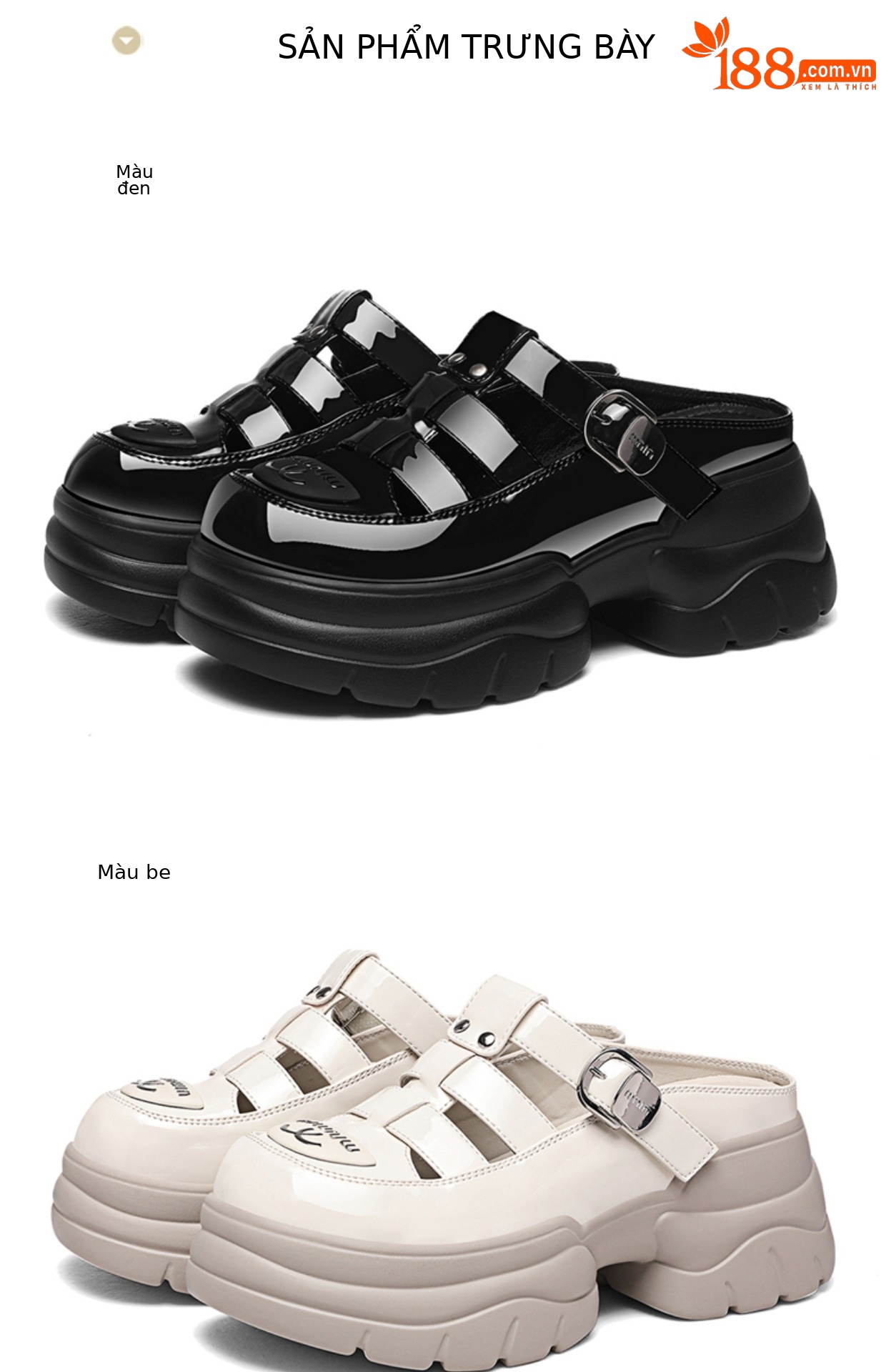 Dép sandal nữ quai chữ V đế xuồng dày 5 cm, phong cách La Mã, mũi kín, kiểu lười khoét lỗ — JST 7131 màu đen, JST 7131m màu chi tiết 18