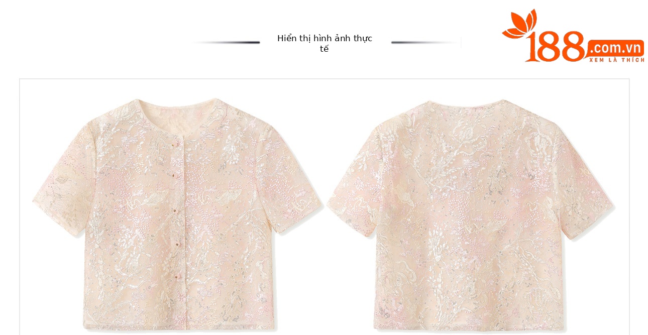 Áo sơ mi ren đính sequin phong cách Trung Hoa mới mùa hè, tay dài form ôm — Áo, Váy nửa chi tiết 4