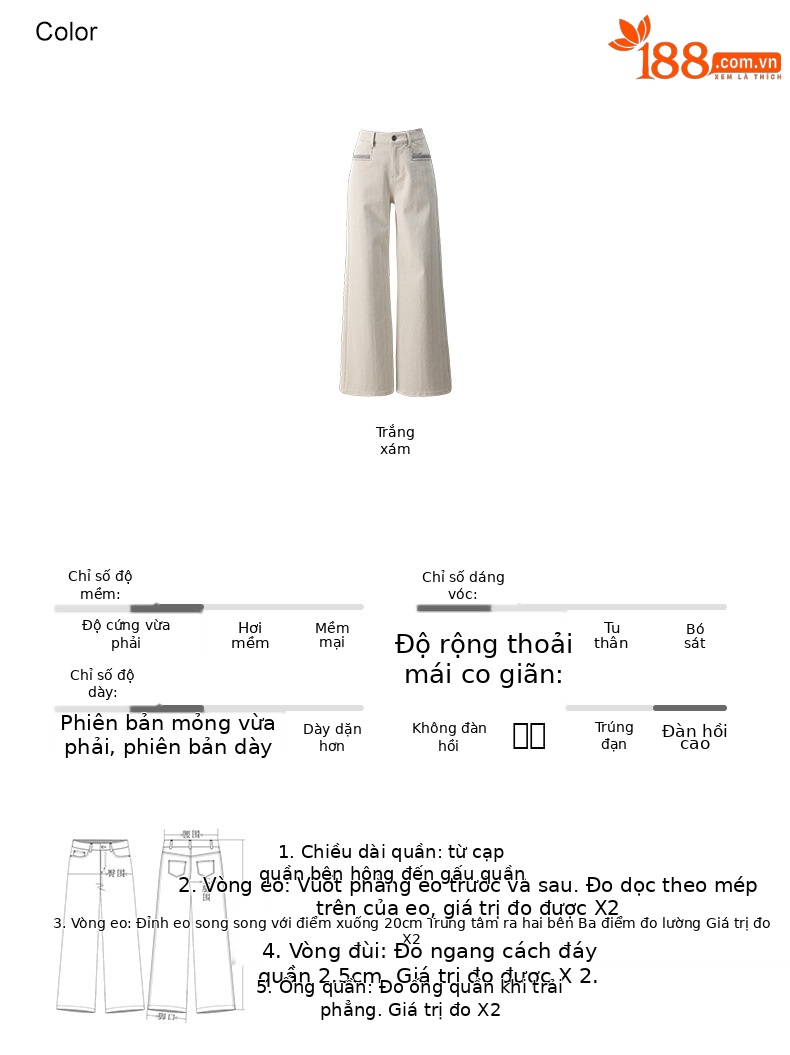 Quần jeans ống rộng chuông Xinge cạp cao dáng xòe nhẹ dài chấm đất — màu xám trắng chi tiết 5