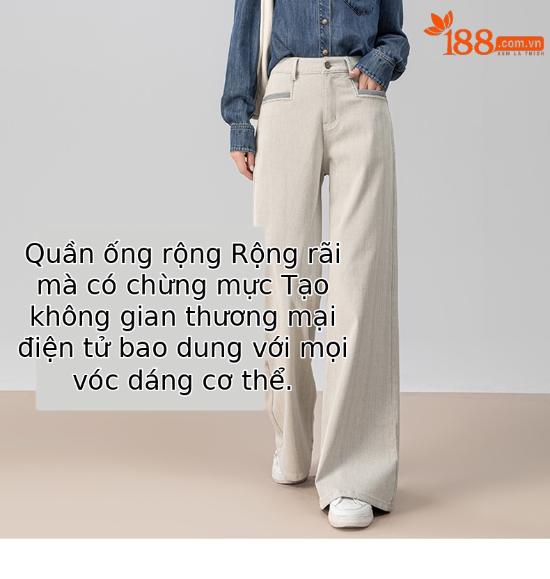 Quần jeans ống rộng chuông Xinge cạp cao dáng xòe nhẹ dài chấm đất — màu xám trắng chi tiết 9