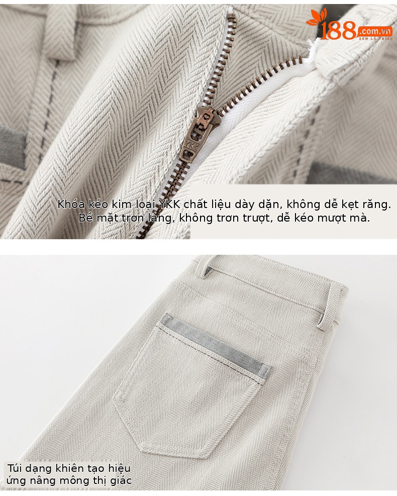 Quần jeans ống rộng chuông Xinge cạp cao dáng xòe nhẹ dài chấm đất — màu xám trắng chi tiết 17