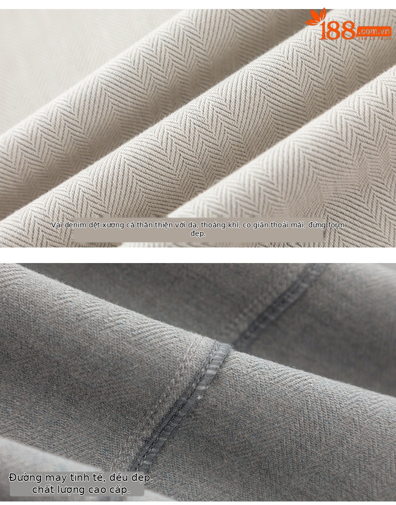 Quần jeans ống rộng chuông Xinge cạp cao dáng xòe nhẹ dài chấm đất — màu xám trắng chi tiết 18