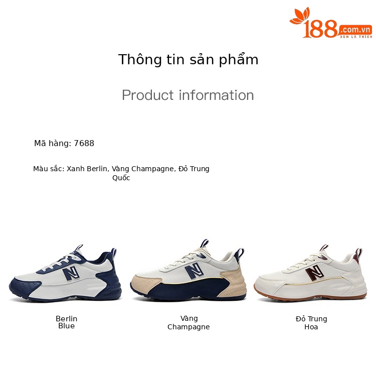 Giày chạy bộ nam thoáng khí, đế êm, phong cách thể thao thường ngày — 7688 rượu sâm banh vàng chi tiết 7