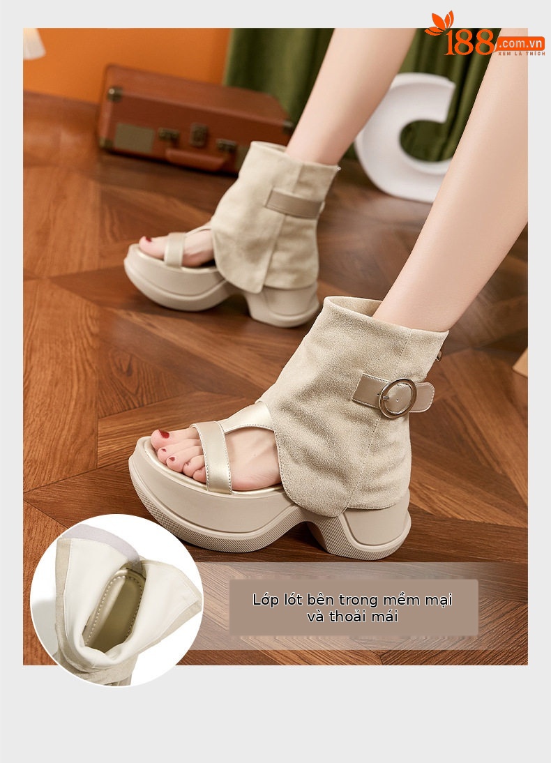 Dép sandal nữ quai chữ V đơn giản mùa hè thoáng khí — Rượu vang đỏ, Đen, Màu caramel chi tiết 5