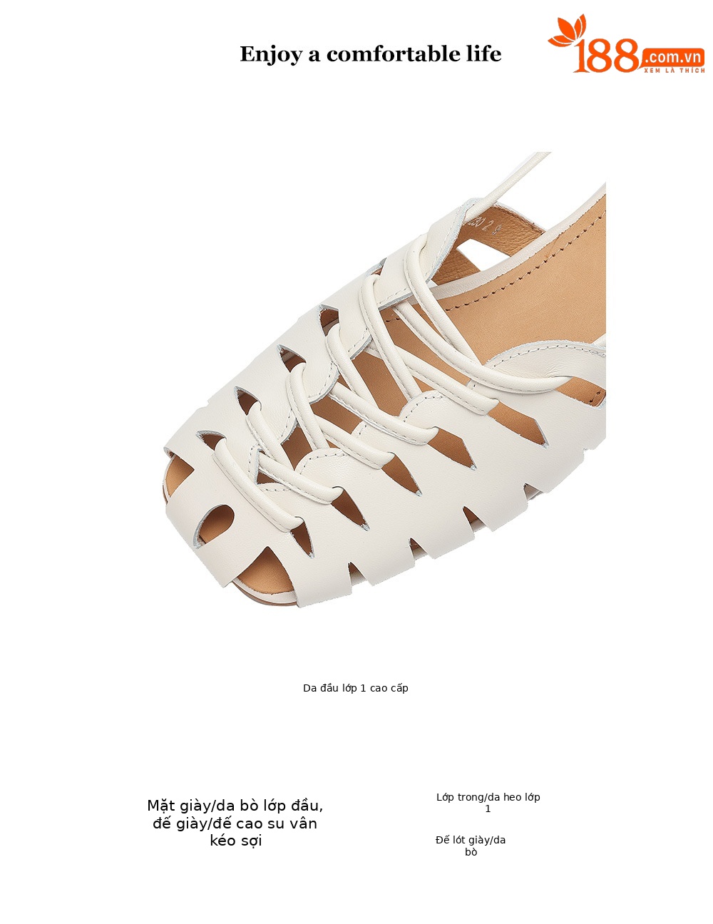 Dép sandal nữ da bò đế bệt dệt rỗng kiểu retro La Mã — đen chi tiết 4