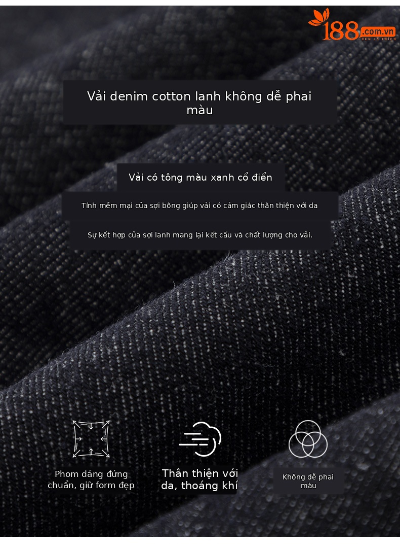 Quần jean ống rộng hình kén cotton-lan màu xanh cổ điển nữ phiên bản hẹp — màu xanh denim chi tiết 6