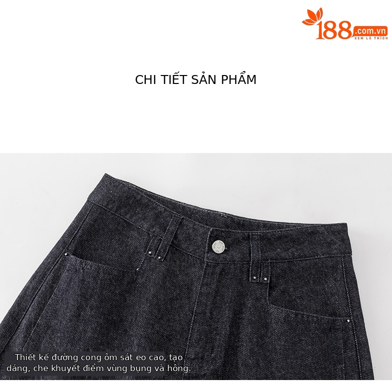 Quần jean ống rộng hình kén cotton-lan màu xanh cổ điển nữ phiên bản hẹp — màu xanh denim chi tiết 15