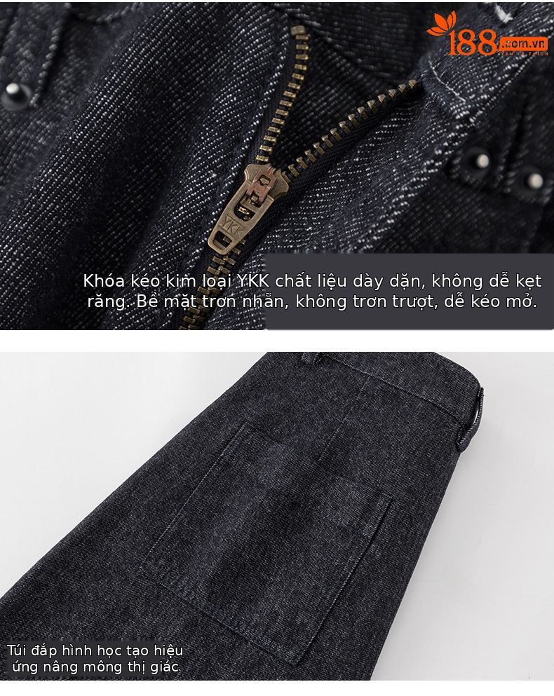 Quần jean ống rộng hình kén cotton-lan màu xanh cổ điển nữ phiên bản hẹp — màu xanh denim chi tiết 17