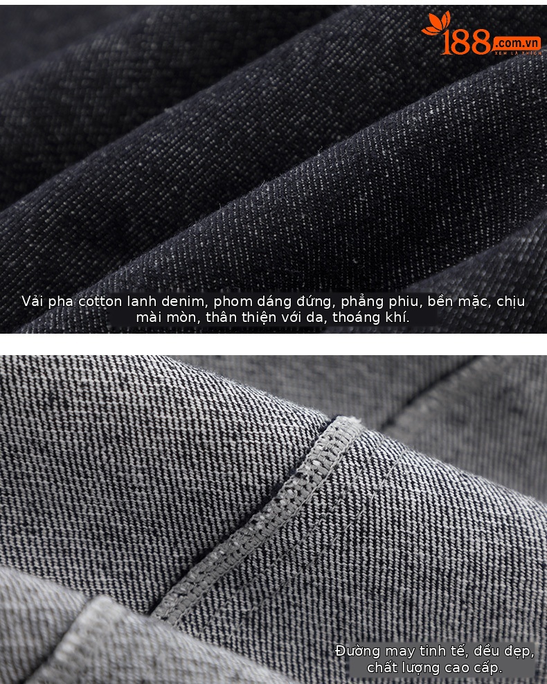 Quần jean ống rộng hình kén cotton-lan màu xanh cổ điển nữ phiên bản hẹp — màu xanh denim chi tiết 18