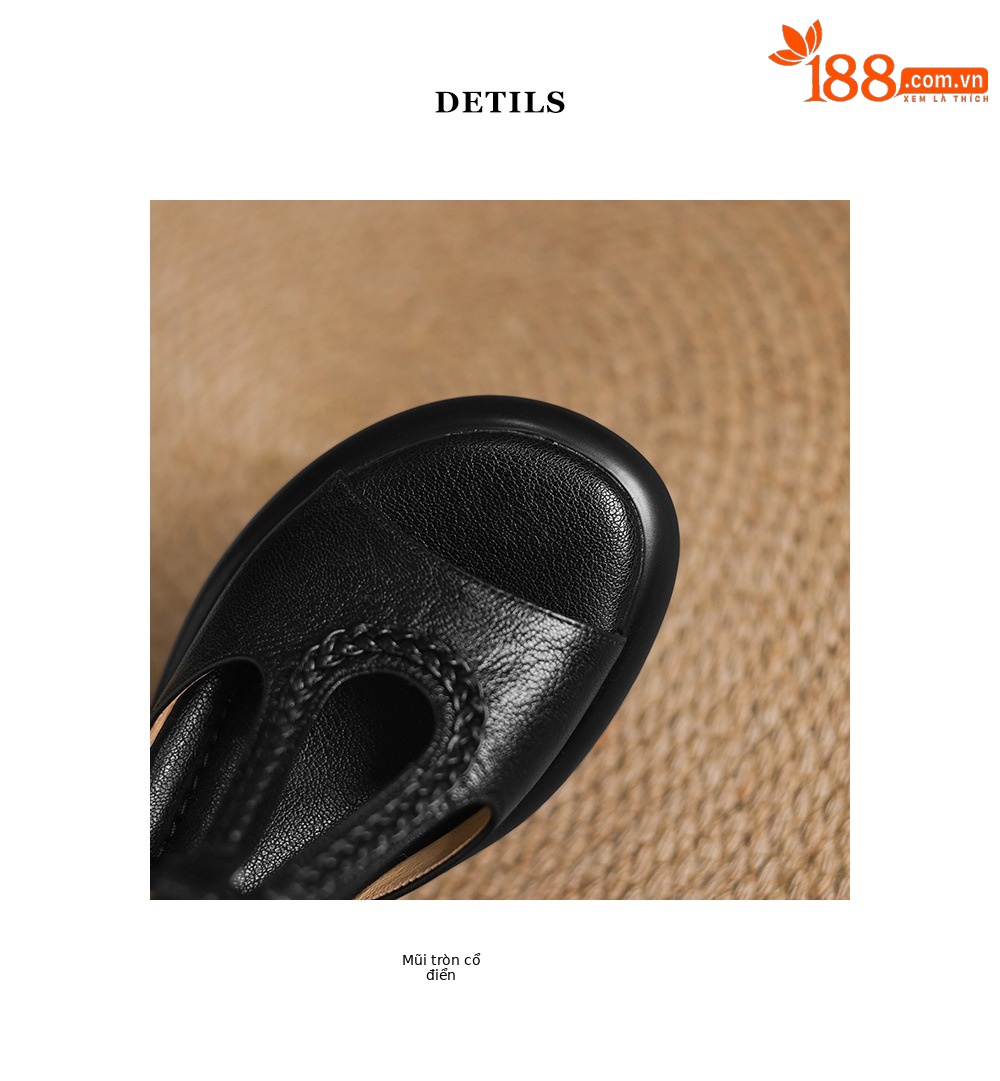 Sandal La Mã cao gót mùa hè size lớn 34-41, đế xuồng gót dày, mũi hở, chất liệu dệt — đen chi tiết 25