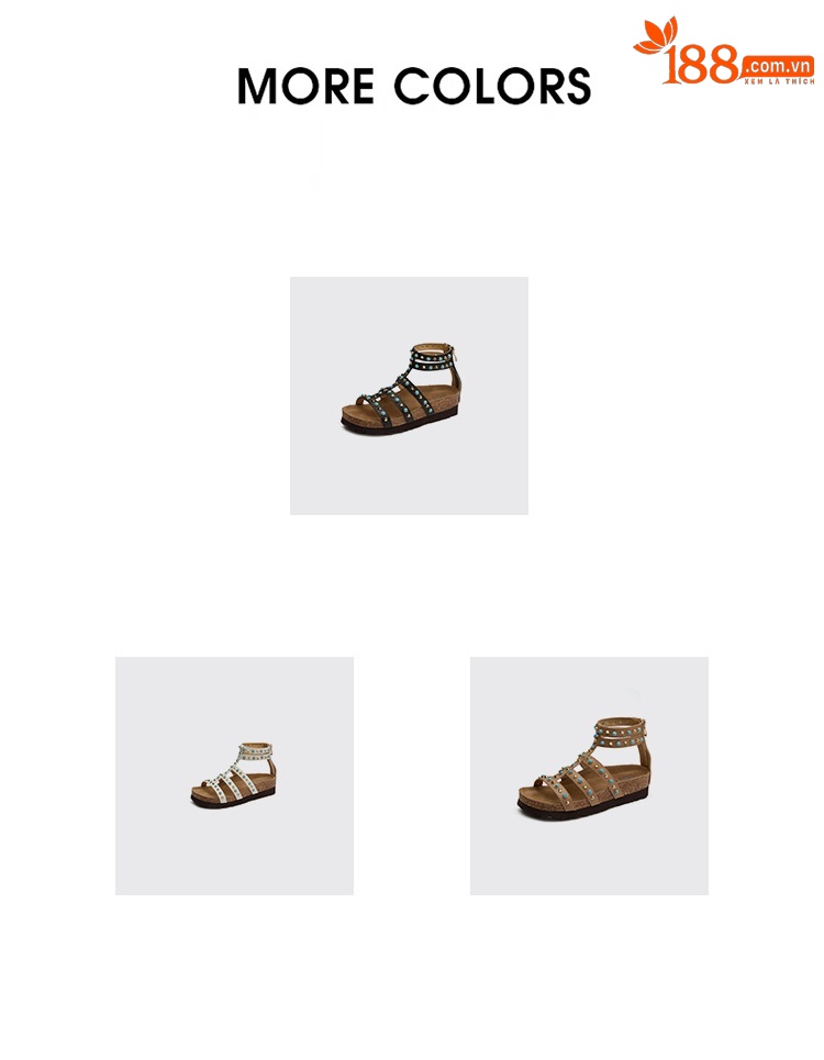 Sandal nữ hở mũi đế dày 4.5 cm phong cách Bohemian đinh tán — đen chi tiết 5