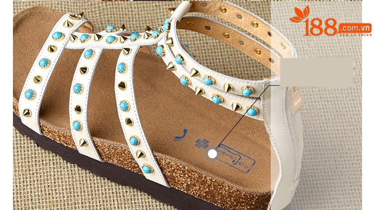Sandal nữ hở mũi đế dày 4.5 cm phong cách Bohemian đinh tán — đen chi tiết 16