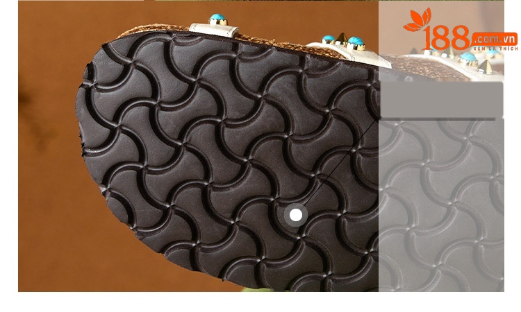 Sandal nữ hở mũi đế dày 4.5 cm phong cách Bohemian đinh tán — đen chi tiết 18