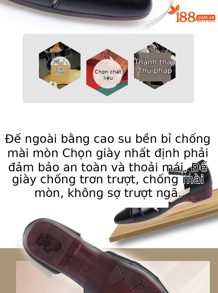 Dép sandal nữ da thật đế bằng quai chữ V mùa hè — màu be chi tiết 4