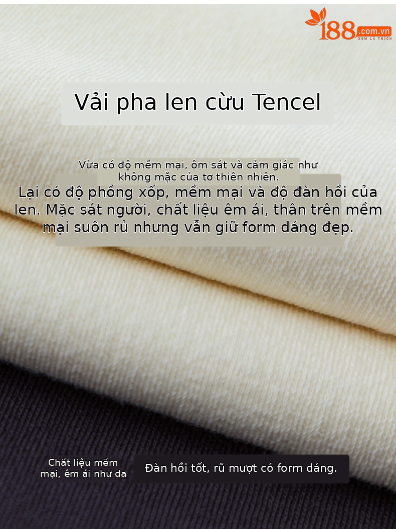 Quần culottes nữ ống rộng cạp thun co giãn chất liệu lyocell len mềm mại dáng chuối — màu tím mận chi tiết 6