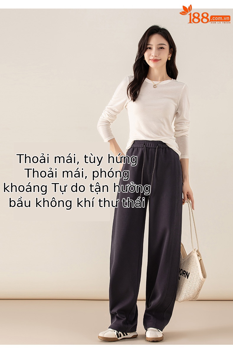 Quần culottes nữ ống rộng cạp thun co giãn chất liệu lyocell len mềm mại dáng chuối — màu tím mận chi tiết 13