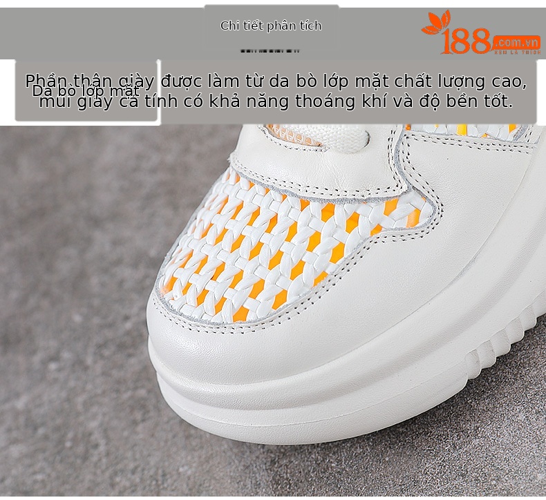 Giày sneaker nữ da bò lỗ rỗng đế dày thoáng khí mùa hè — đen chi tiết 4