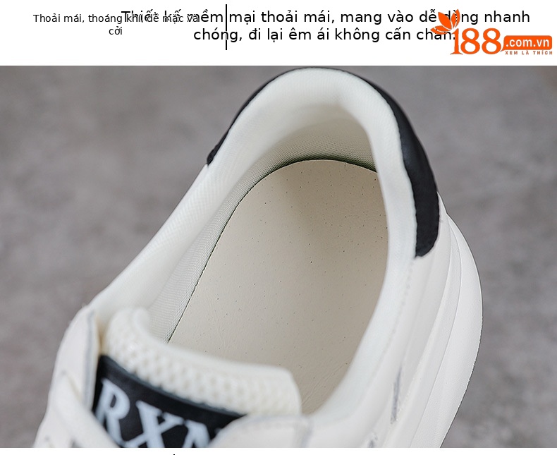 Giày sneaker nữ da bò lỗ rỗng đế dày thoáng khí mùa hè — đen chi tiết 6